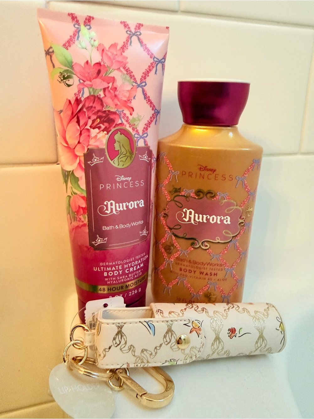 Bath & Body Works Disney Princess Aurora Pink Floral Body Care Set